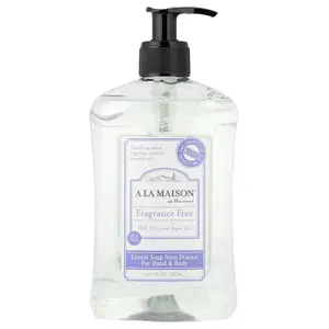 A La Maison de Provence Liquid Soap For Hand & Body, Fragrance Free , 16.9 fl oz (500 ml)