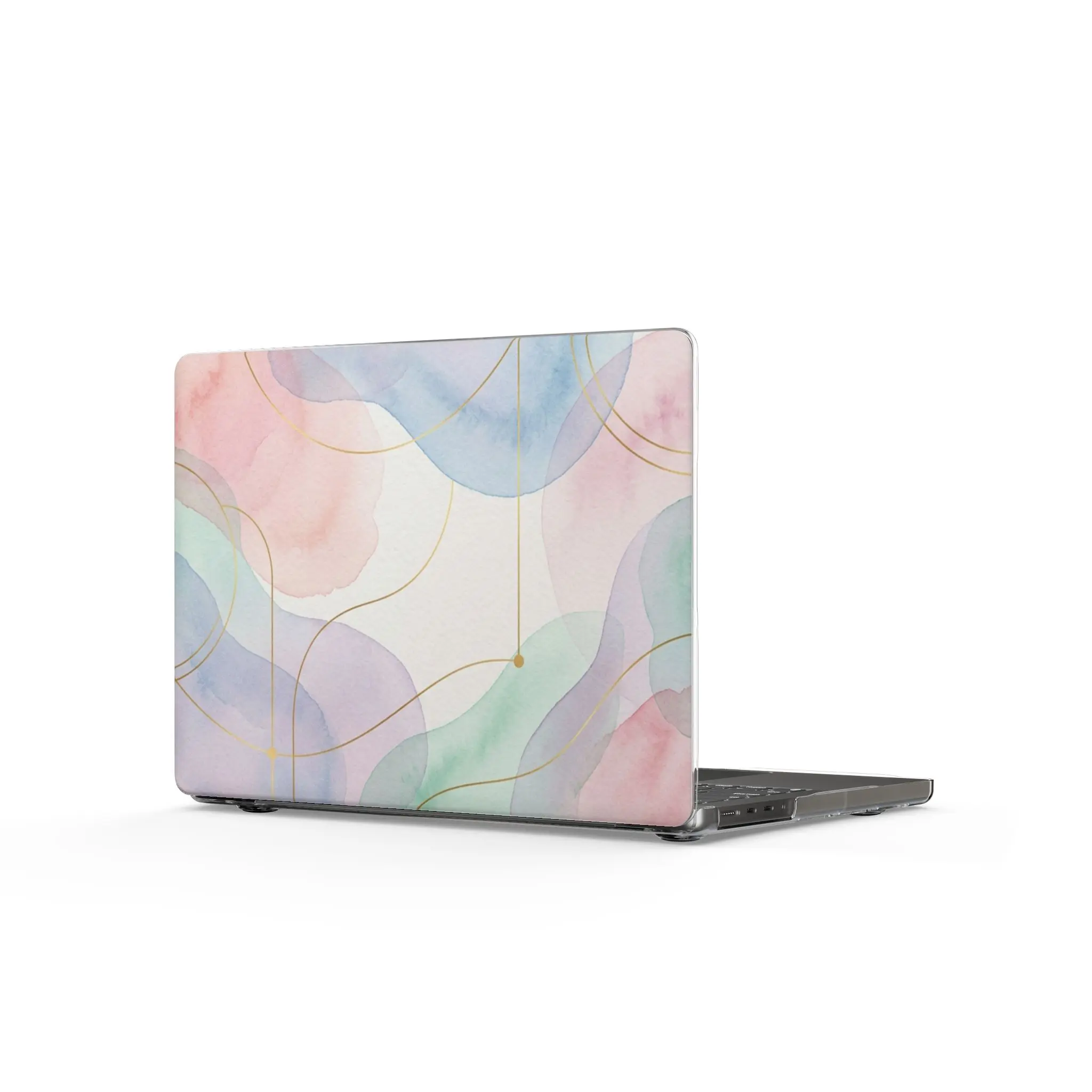 Pastel Watercolor Waves Clear MacBook Case | Abstract Marble Laptop Cover