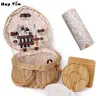 Hap Tim Heart Wicker Picnic Basket for 2 Person Set with Blanket & Bamboo Plate & Cheese Board, Wedding, Couples Gifts#Summervibes