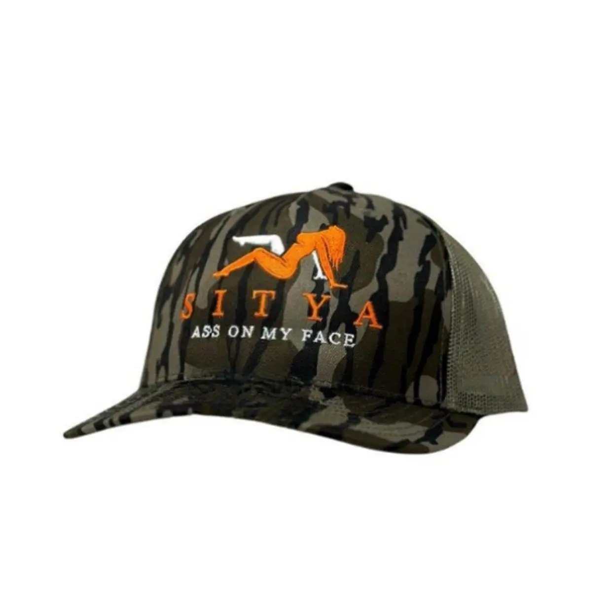 Vintage Sityaaa Aasss On My Face  Embroidered Trucker Hat, Unisex Adjustable Snapback Hat with Breathable Mesh Back for Outdoor Summer Wear