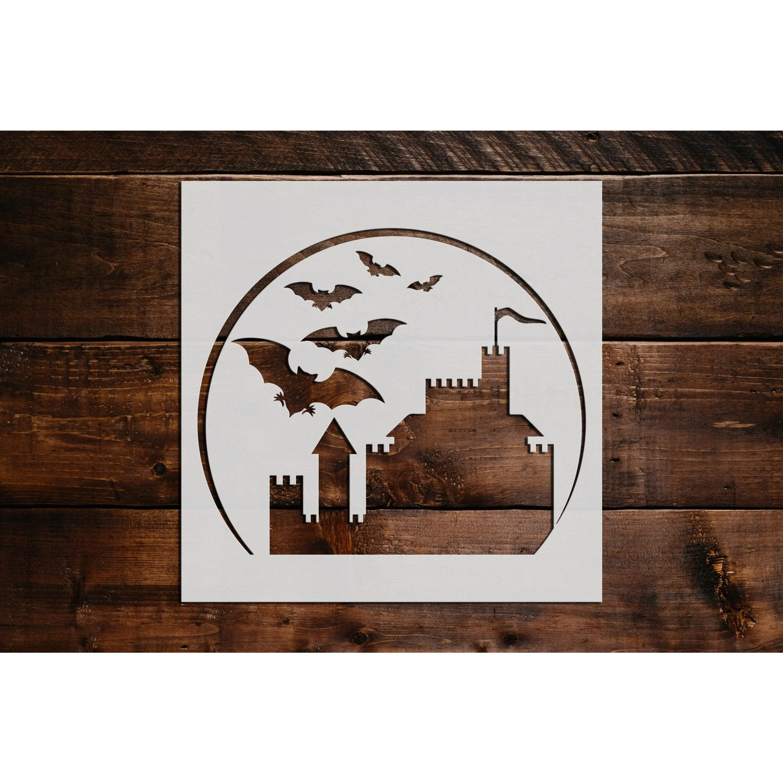 Castle with Bats Stencil - Art and Wall Stencil
