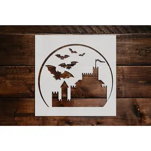 Castle with Bats Stencil - Art and Wall Stencil