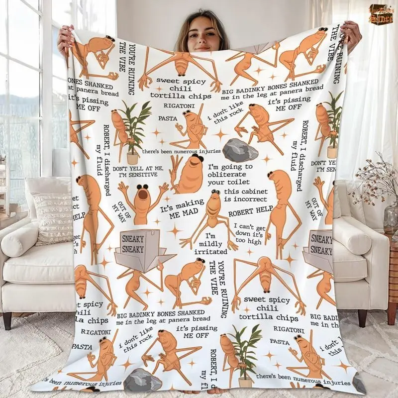 Marcus The Worm Flannel Blanket - Super Soft, Breathable, Durable, Wrinkle-Resistant, Fade-Resistant Throw for Bed, Sofa, Christmas Gift, Cute Home Decor