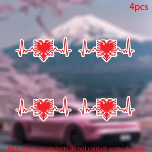 Albanian Eagle Stickers, Durable Vinyl Car Decals for Doors Windows Laptops Furniture Bumpers, Set of 4, Easy Application, Universal Car Sticker, Sticker for Cars