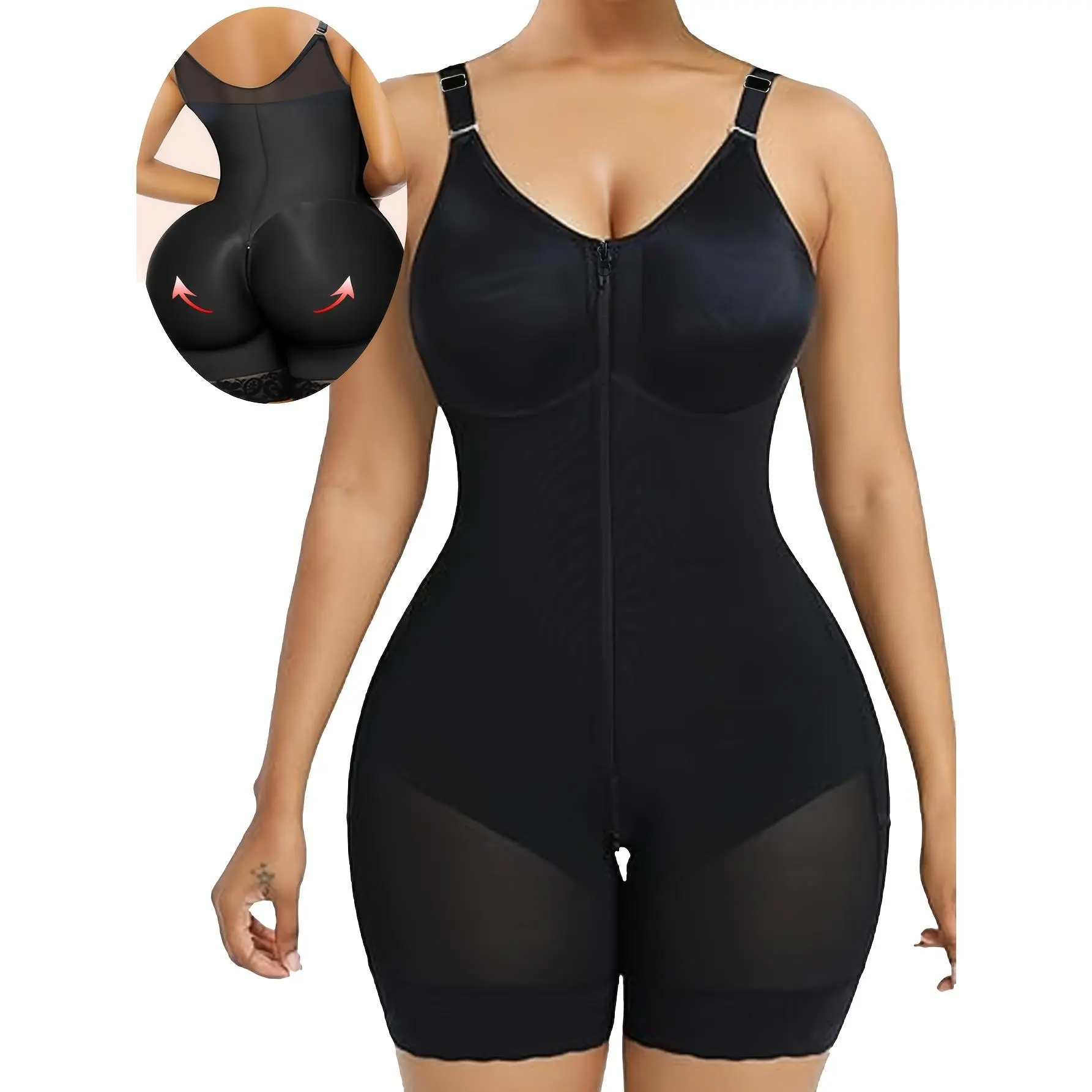 [Snatched] Tummy Control Butt Lifter Bodysuit by summerwins - High Elasticity Breathable Jumpsuit with Zipper Crotch, Postpartum Support Body Contouring Shaper