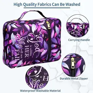 Bible Cover for Women, Bible Holder, Bible Cover Carrier and Carrying Organizer Bag featuring “God is Within Her She Will Not Fall” design, with Zipper and Pockets for Standard Size Bible, Perfect Gift for Women