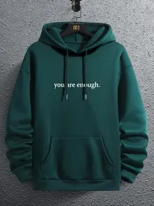 You Are Enough Printed 2sides Hoodie, Basic Quote Comfort Cotton Fit Unisex Pullover Sweatshirt, Hoodie, Comfort Colors