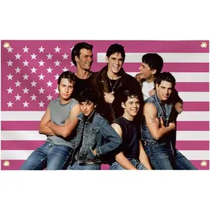 The outsiders Flag,3 x 5FT The outsiders funny tapestry poster merch,As decor for outsider theme party,College Dorm Room Decor,Outdoor Parties,Pink American flag Tapestry with 4 Brass Grommetschic design  room bedroom