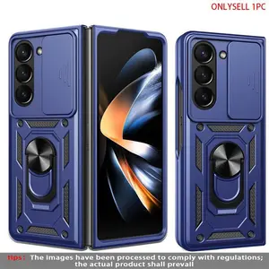 Samsung Galaxy Z Fold7/6/5/4 Case, Shockproof Bumper Cover, 360 Degree Rotating Ring Stand Design, Lens Protection, Protective Shockproof Smartphone Cover for Men & Women