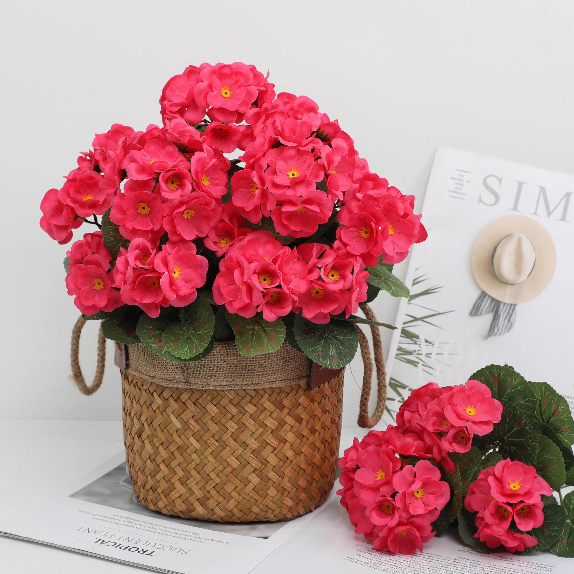 8 pcs /12 pcs /24 pcs of outdoor artificial geraniums, artificial plant UV resistant plastic flowers, used for indoor, outdoor, courtyard, hanging flower pots, porch, window home decoration