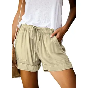 Larmliss Womens Comfy Drawstring Casual Elastic Waist Pocketed Loose Fit Shorts Plus Size