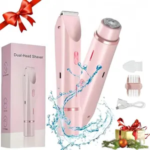 Women's Rechargeable 2-in-1 Bikini Trimmer-Electric Shaver, Dual Heads, Painless Grooming, Summer Gift (Beauty & Personal Care Razor)