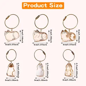 Cute Pets Fur Memory Charm – 6 Cat Shapes Clear Charm for Collecting Pet Cat hair, Cat Memorial Gift for Cat Lovers, Creative Keychain or Necklace Decoration ornaments decor