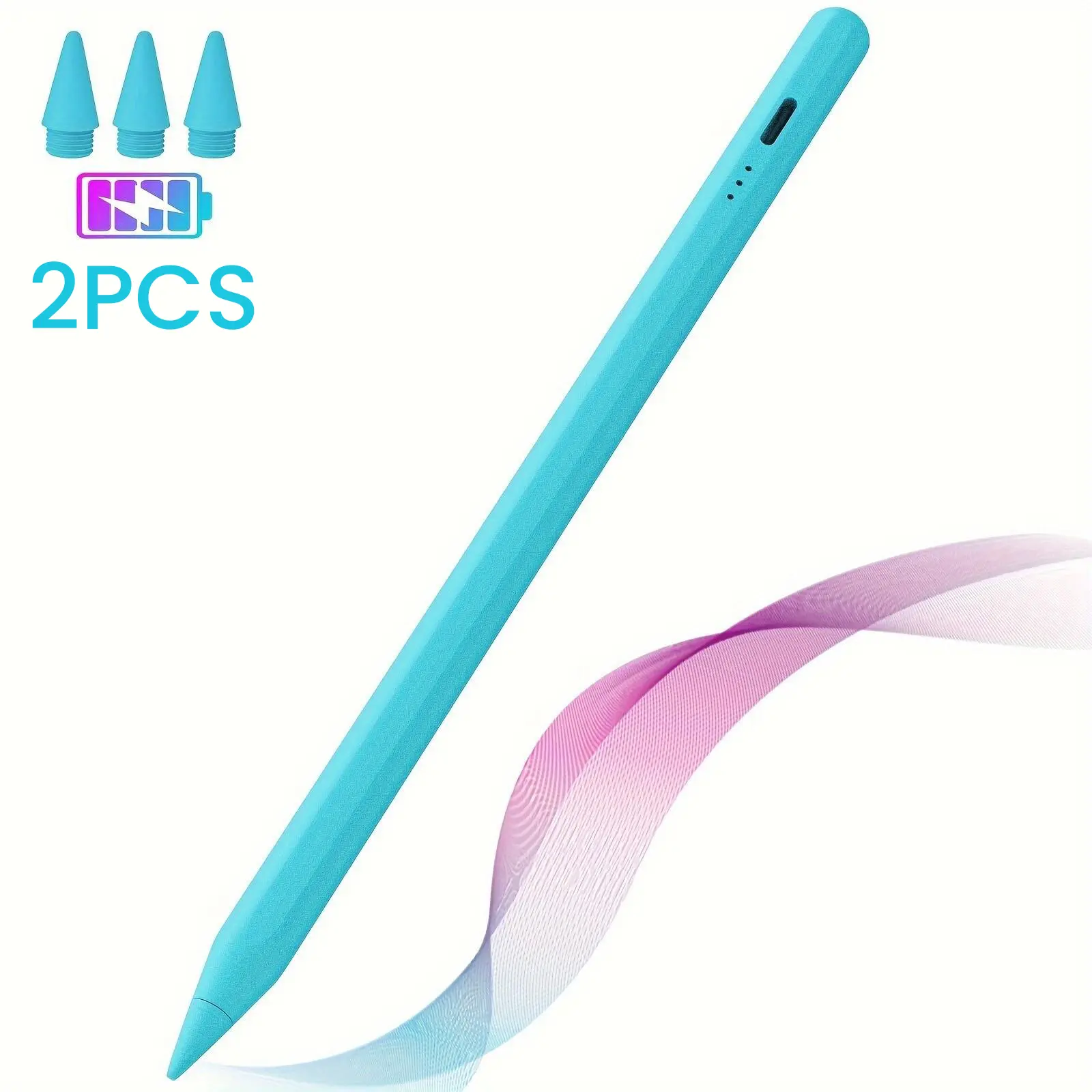 2 Pack Stylus Pen for iPad, Magnetic Apple Pencil Alternative with Palm Rejection, Tilt Sensitivity, Fast Charge, Replacement Tips for 2018‑2026 iPad