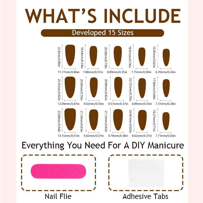 30pcs Almond Nail Tips, Apple Design, French Star Rhinestones, Glossy Finish, Medium Length, Includes Jelly Glue and File, Handmade Press On, Glossy False Nails