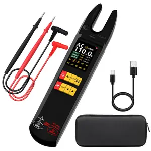 DC AC Clamp Meter, Open-Jaw 600A with , TRMS Color LCD Rechargeable Digital Multimeter, Amp Capacitance Diode Duty Cycle Ohm Hz Continuity V-Alert Live Check  Tester with Flashlight