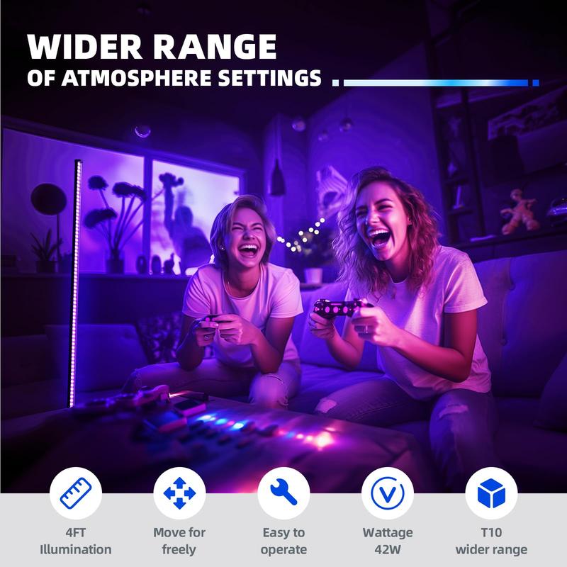 Barrina T10 LED Black Light Bar, Vertical Standing UV Blacklight, 40W, 400nm, 4FT with On/Off Switch and Tripod Floor Stand