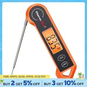 ThermoPro TP19H Digital Meat Thermometer for Cooking with Ambidextrous Backlit, Waterproof Kitchen Food BBQ Grill Smoker Oil Fry Candy Instant Read Metal Stainless