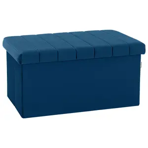 Seville Classic s Blue Velvet R ectangle Storag e Trunk Ottoman