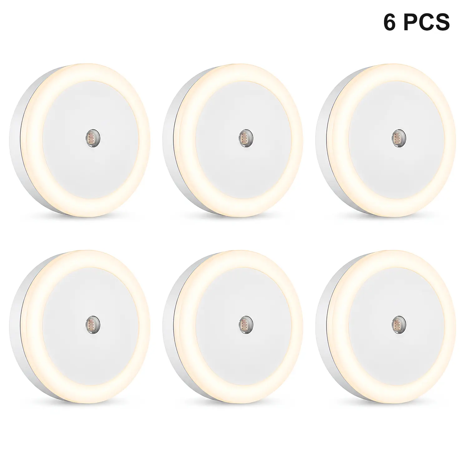 Smart Night Light  6-Pack Auto ON/OFF, White/ Warm Night Lights Plug into Wall, Light Sensor Control Plug in Night Light Soft Warm Amber Glow, Eye-Friendly,Led Night Lights for Bedroom, Bathroom, Hallway Warm White Home Lighting