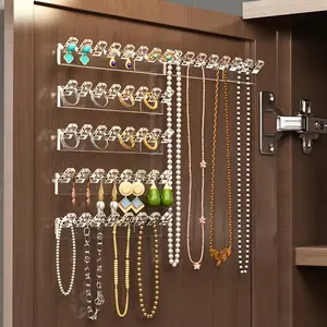 Wall-Mounted Jewelry Storage Rack Set, 3-Piece 8-Hole Mini Wall Hook Organizer, 9.5cm, Includes Necklace, Bracelet, Earring Hooks