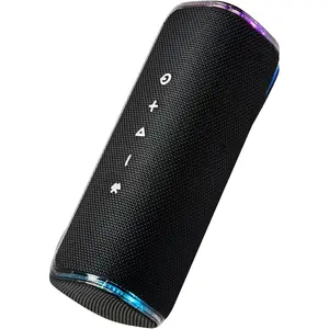 Bass Boosted   Speaker, IPX7  Portable  Outdoor Speaker, 25-Hour Playtime, LED Lights, TWS Pairing for Pool, Beach, Shower, Gifts (Black)