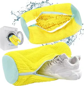 Shoe washing machine bag, Laundry shoe bag forwasherand dryer, Reusable and Durable Zipper PlushSneakerWashing Machine Bag for Shoes, Gym, TennisDelicateyellow Cleaning Washable bag Household ltemsHomeGoods Mesh Organizing