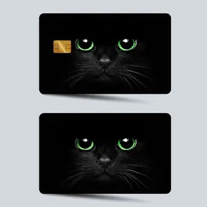 Cat Pattern Credit Debit Card Sticker, 2 Counts/set Ultra-thin Shiny Matte Finish Waterproof Scratch Resistant Durable Card Sticker, Compatible with Small Chip Cards