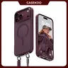 CASEKOO Official Linkoo Case Color-Matched Burgundy/Glacier MagSafe Case iPhone 18/17/16 Pro/Pro Max with Wrist Strap Glossy Premium, Camera Lens & Raised-Edge Screen Protection, Never Yellow Clear Back,Patented ClipSafe: Built-in Foldable Hidden Tab,fall