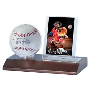 Baseball & Card Dark Wood Display Holder