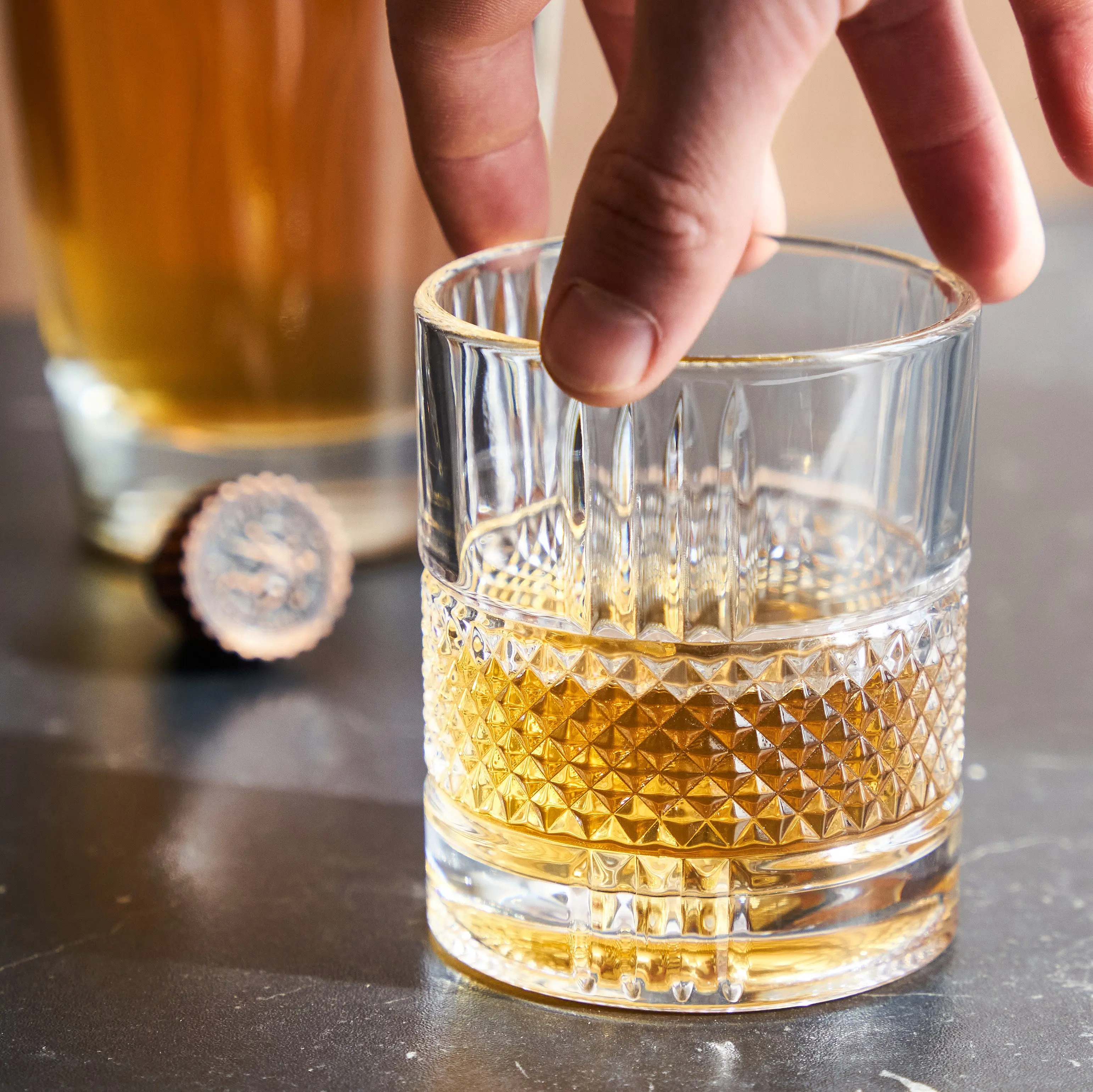 Revolve Crystal Rocks Glass, 10 oz – Lead-Free Spinning Whiskey Tumbler, Home Bar Essentials, Gifts for Him, Effortless Swirl