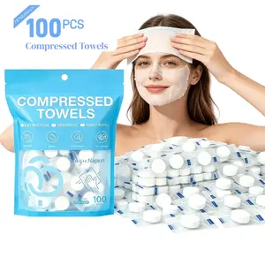 Compressed Towels 100 PCS Mini Tablets Disposable Portable Face Towel Cotton Coin Tissue Eco-Friendly Disposable Face Towelettes for Travel, Camping, Hiking, Sport, Beauty, Home Hand Cloths, Outdoor Activities