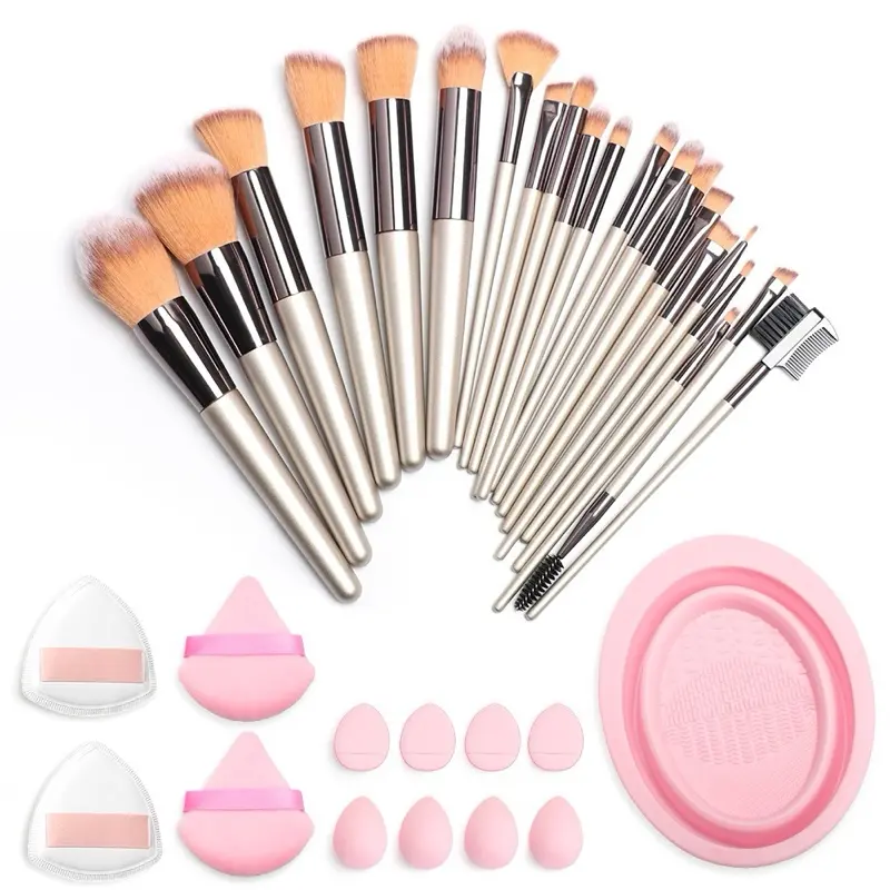 33 Pcs Makeup Kit with Brushes Sponge Applicators and Tools for Complete Cosmetic Set