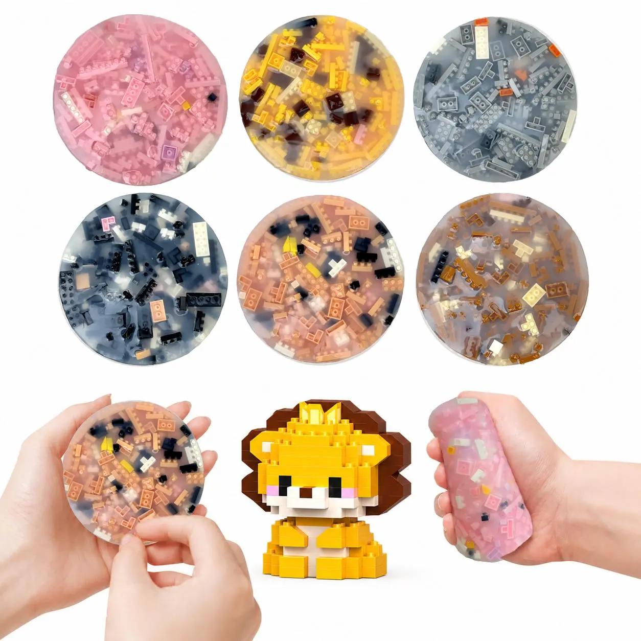 Skin Picking Toys,Fidget Toys for Kids & Adults,6 Styles Mini Animal Building Blocks Set,Satisfying DIY Sensory Toy for Stress Relief,Anxiety,Boredom & Focus