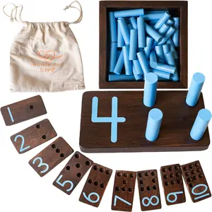 Counting Peg Board - Montessori Math and Numbers for Kids - Dark Color