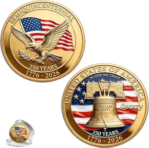 USA 250th Anniversary Coin 1776-2026 3D America 250 Merchandise for Patriotic Celebration 4th of July Independence Day Gifts for History Lover