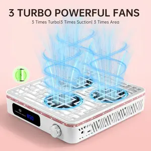CHRISTINE SHELLY Cordless Nail Dust Collector With Reusable Filter, Professional Rechargeable Dust Collector Nail Tech, Powerful 2400PA 19500RPM Nail Fan Vent Dust Collector  Extractor with 50 Gears, Low Noise, Nail Salon