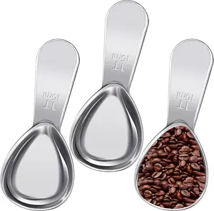 3-Piece Stainless Steel Measuring Spoon Set, 1 Tbsp Short Handle Scoop with Laser Engraved Mark, Drop-Resistant Kitchen Utensil for Coffee, Tea, Sugar
