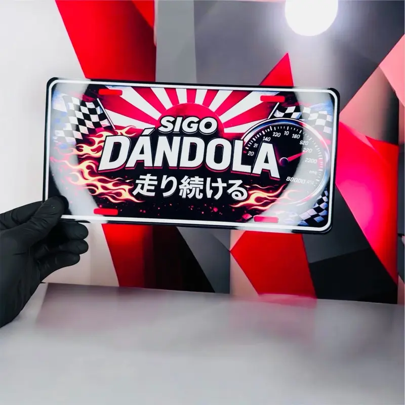 Sigo Dandola Aggressive Style 6x12in Racers' Speed Theme Velocimeter Art Street-Focused Car Exterior Number Plate Sticker Accessory for US Vehicles