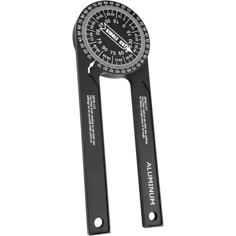 YUBON Toolcraft 7-inch Rust-Proof Aluminum Miter Saw Protractor - Precision Laser-Engraved Scale Angle Finder, 7-inch Quick Reference Ruler, Accuracy, Durability, Fast Angle Check for Carpentry Pros, DIY Adults