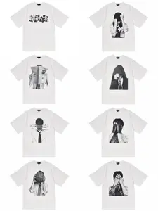 Korean Pop Style Graphic Tee – Minimal Black White Unisex T Shirt