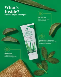 FOREVER Bright TOOTHGEL with Aloe Vera & Bee Propolis Fluoride-Free Formula for Sparkling Teeth Fresh Breath Natural Mint Flavor