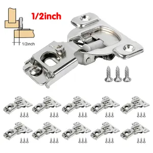 10Pack 1/2" Overlay Soft Close Face Frame Kitchen Cabinet Hinges Brushed Nickel for Smooth Operation and Durable Performance