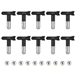 10 pcs Reversible Airless Spray Tips Set for Airless Paint Sprayer,for Wall Fence Deck Cabinet and Guns House Painting(109,213,315,411,417,515,517,519,621,623)