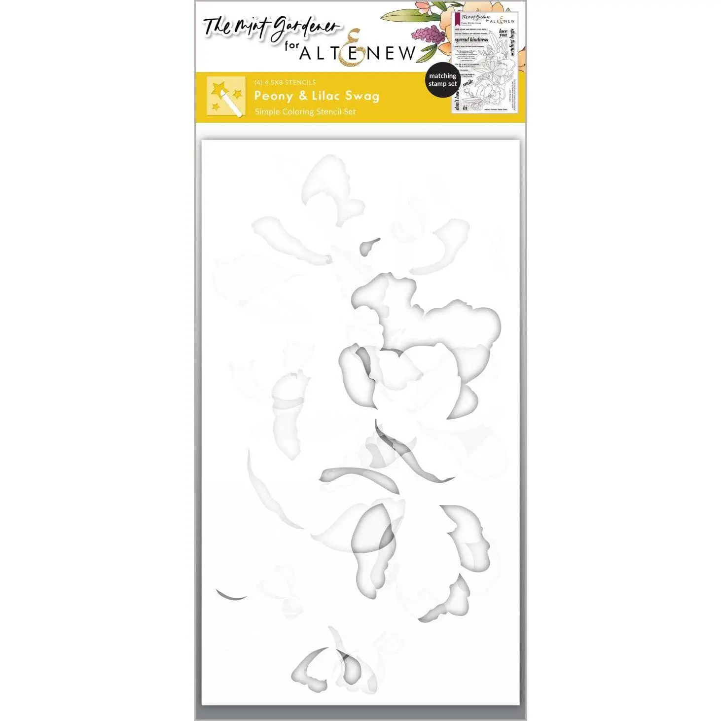 Peony & Lilac Swag Simple Coloring Stencil Set (4 in 1)