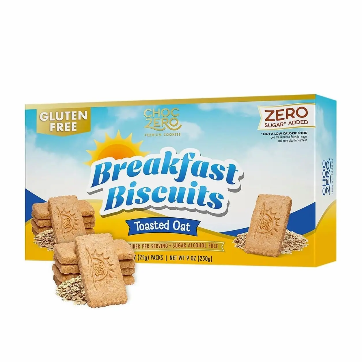 ChocZero Toasted Oat Breakfast Biscuits – No Added Sugar, Keto & Gluten Free High Fiber Snack Cookies, 30 Per Box (9 oz)