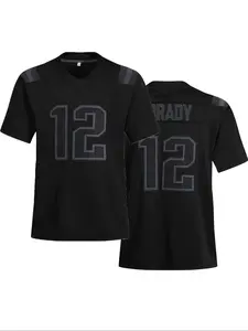 Men's American Football Jersey Vintage Embroidered Casual Training Tee, Stylish Jersey, Sporty V Neck Short Sleeve, Loose Fit All Seasons