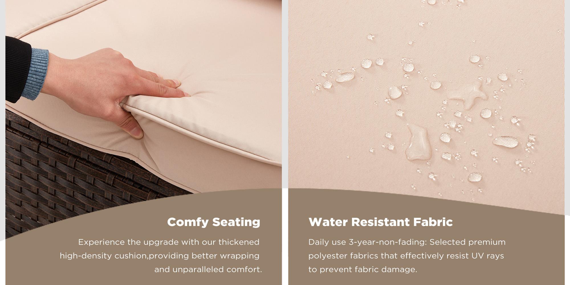 EROMMY Patio Furniture Swivel Chair Set - 6 Piece Outdoor Rattan Set with Sofa Air Chair Footstool & Side Table for Garden Backyard Porch Brown Khaki Beige Grey