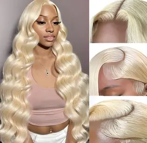 KingSup 5x5 Lace Front Glueless Wig Human Hair for Women Body Wave 613 Blonde 180% Density 13X6 HD Transparent Lace Front Wigs Pre Plucked