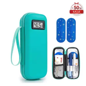 Insulin Cooler Travel Case with Temperature Display - Refrigerated Travel Case Diabetic Travel Case with 2 TSA Approved Ice Pack for Trip and Daily
